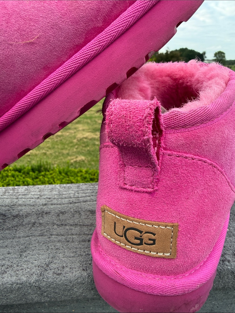 UGG Women's Short Suede Ankle Booties in Bright Pink, Size 11 - Picture 2 of 12